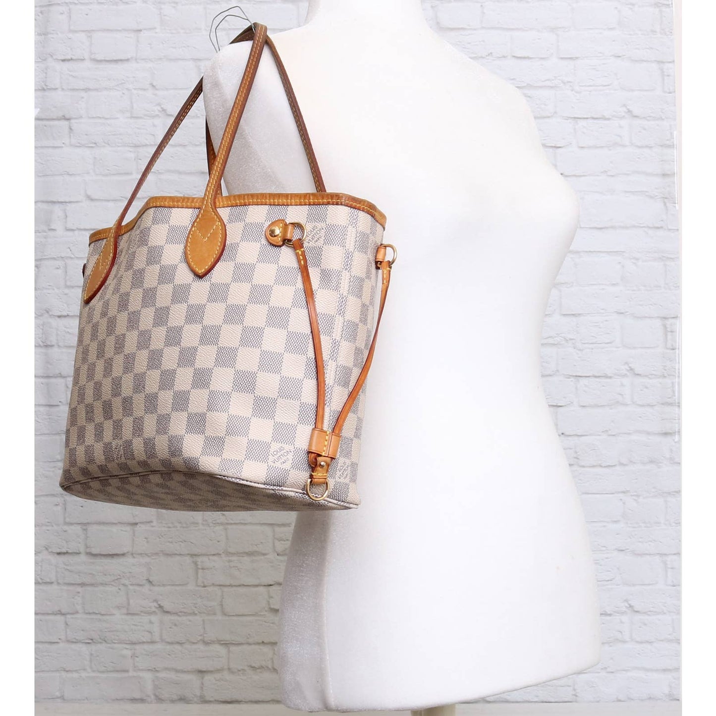 Louis Vuitton Neverfull PM Damier Azur Small Tote Shoulder Bag White