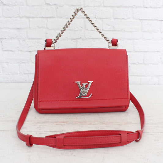 Louis Vuitton Lockme II BB Red Calfskin Leather Crossbody Chain Purse