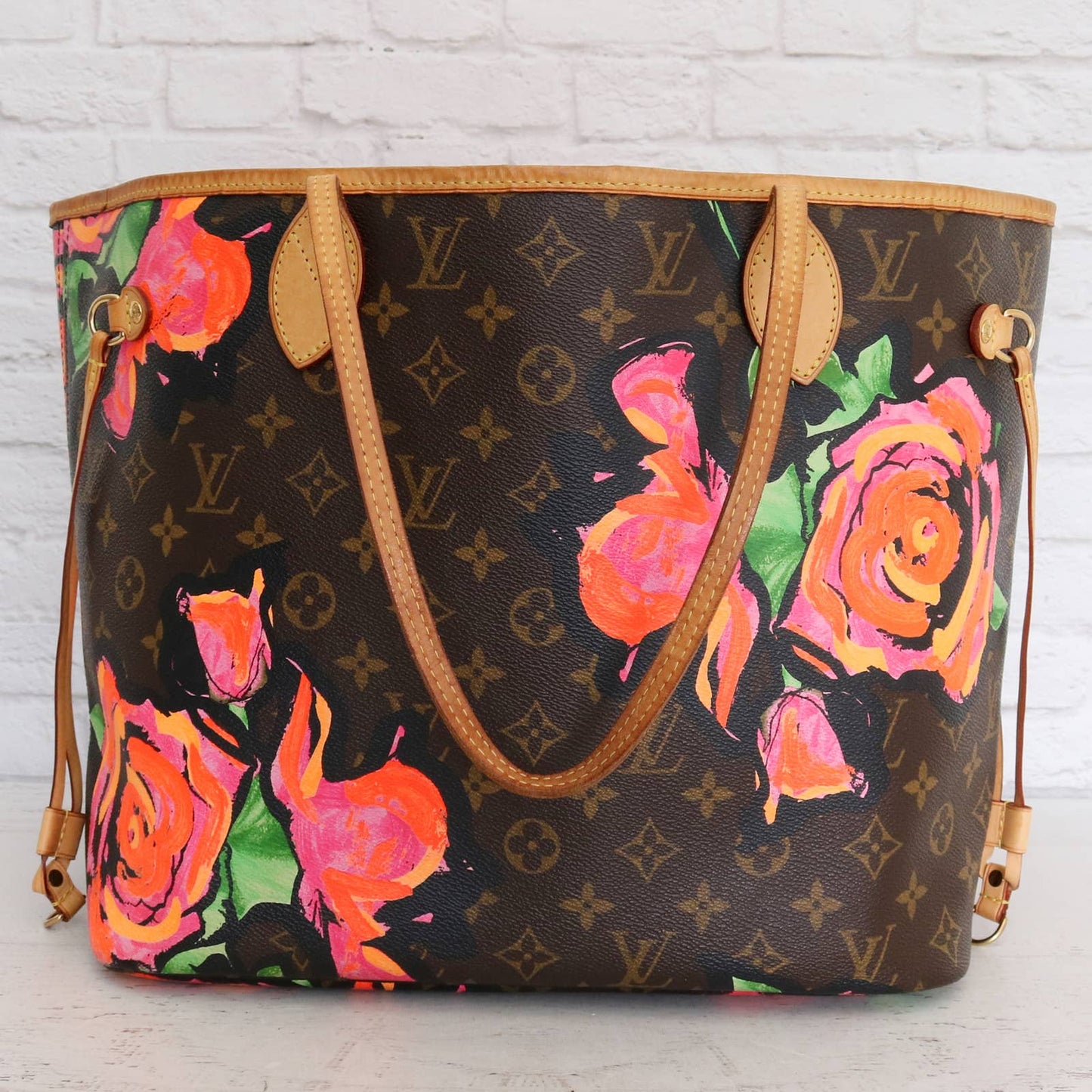 Louis Vuitton Neverfull MM Stephen Sprouse Roses Monogram Pink Tote