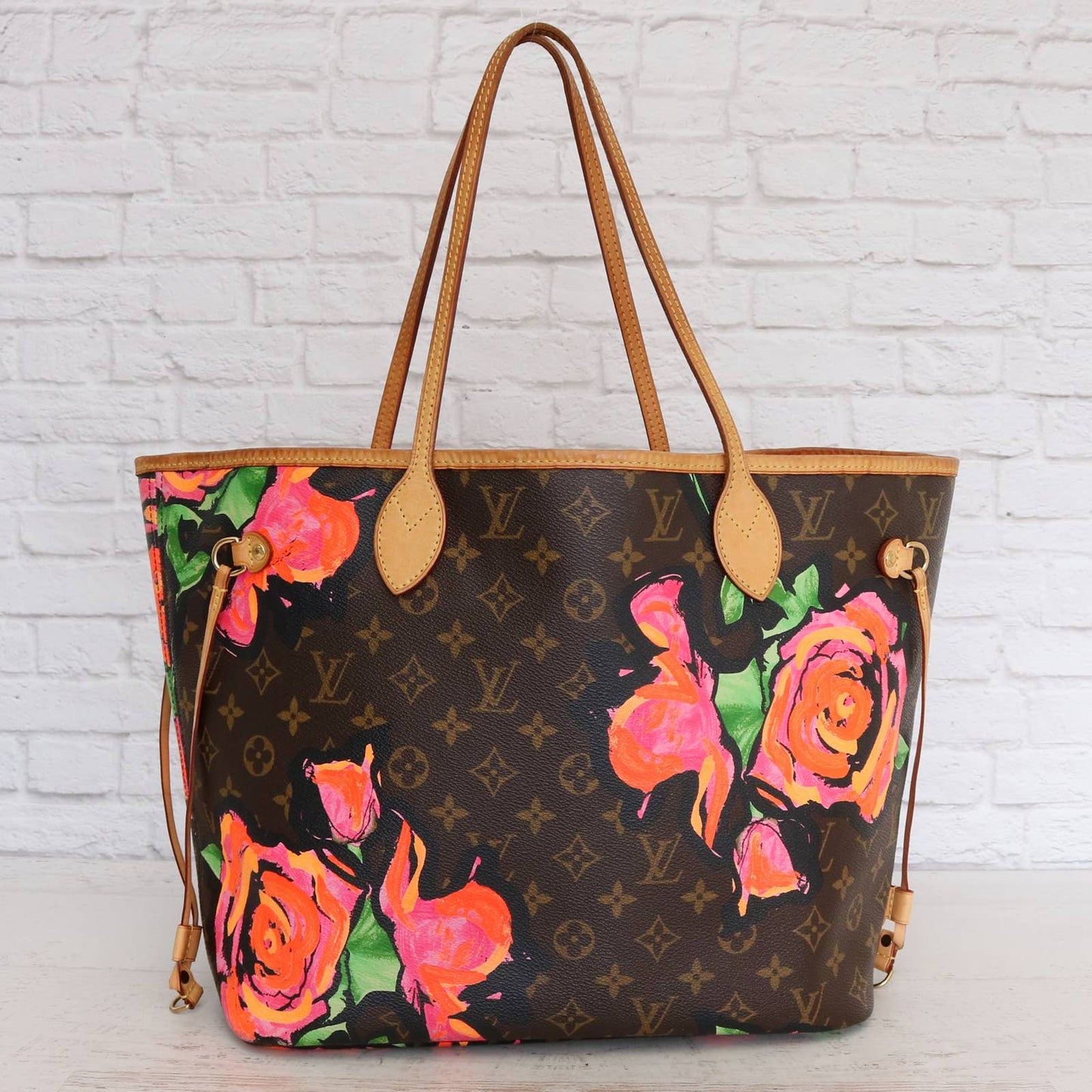 Louis Vuitton Neverfull MM Stephen Sprouse Roses Monogram Pink Tote