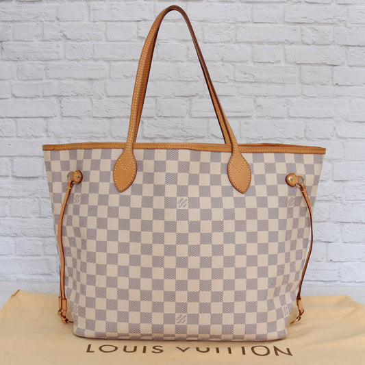 Louis Vuitton Neverfull MM Damier Azur Tote with Dust Bag