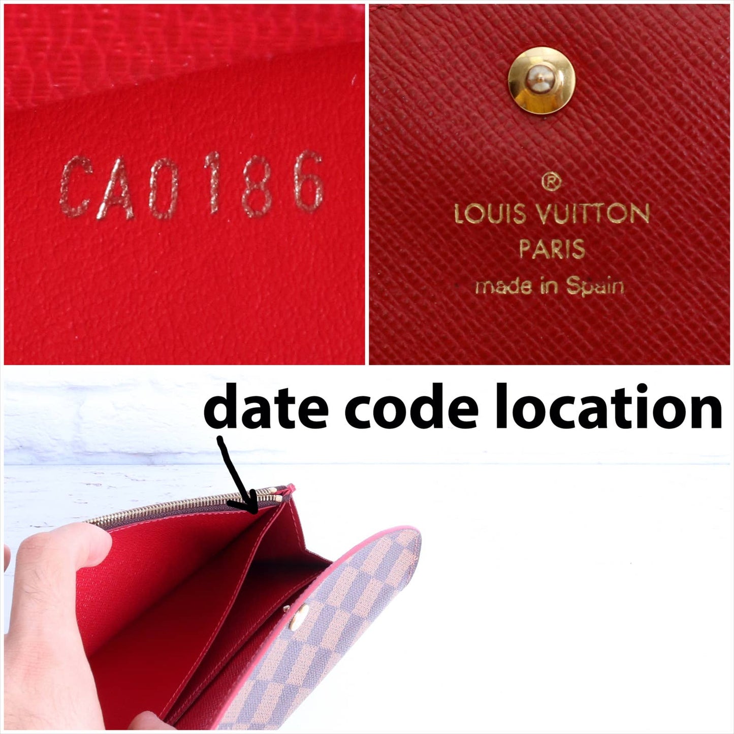 Louis Vuitton Caissa Wallet Damier Ebene Red Trim in Gift Bundle