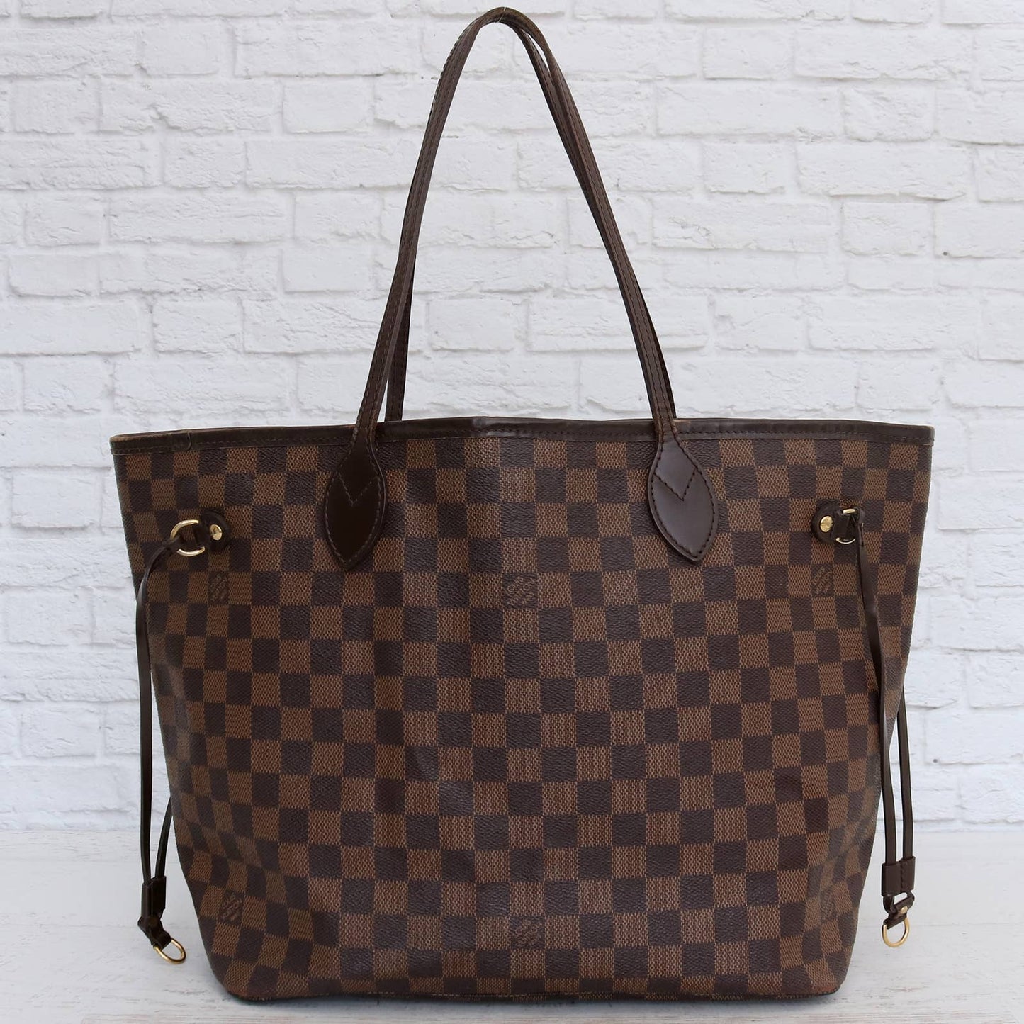 Louis Vuitton Neverfull MM Damier Ebene Leather Tote Shoulder LV Brown