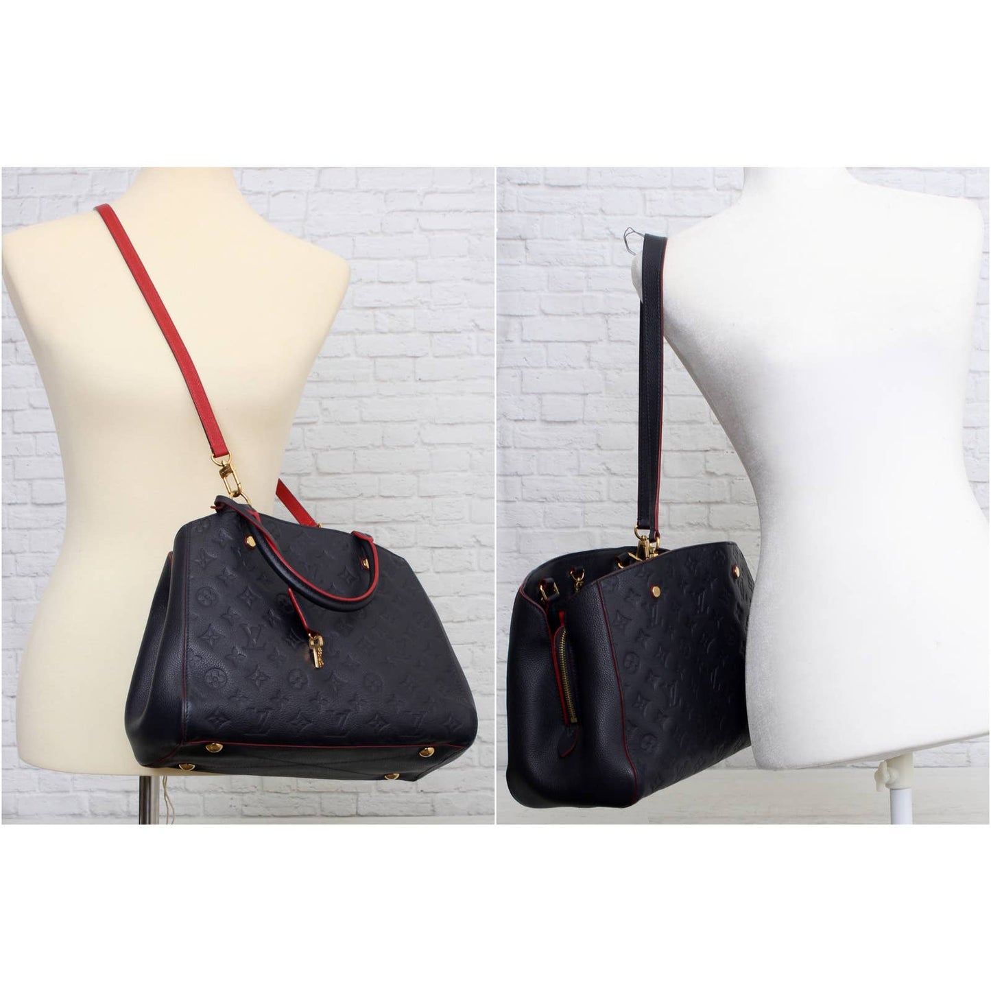 Louis Vuitton Montaigne MM Empreinte Marine Rouge Red Blue Crossbody