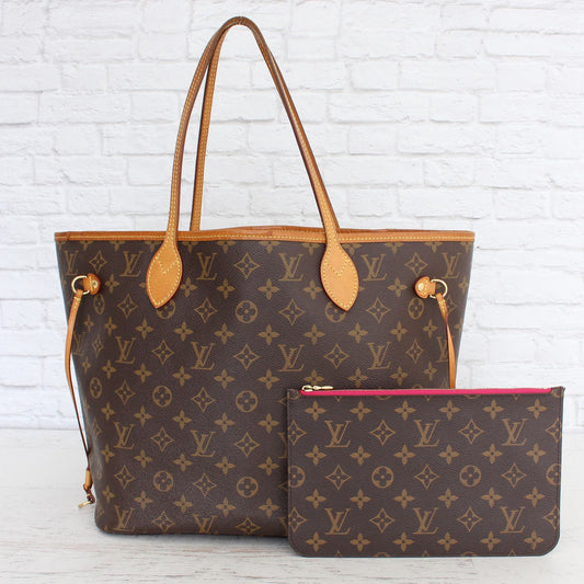 Louis Vuitton Neverfull MM with Pouch Pink Monogram Tote