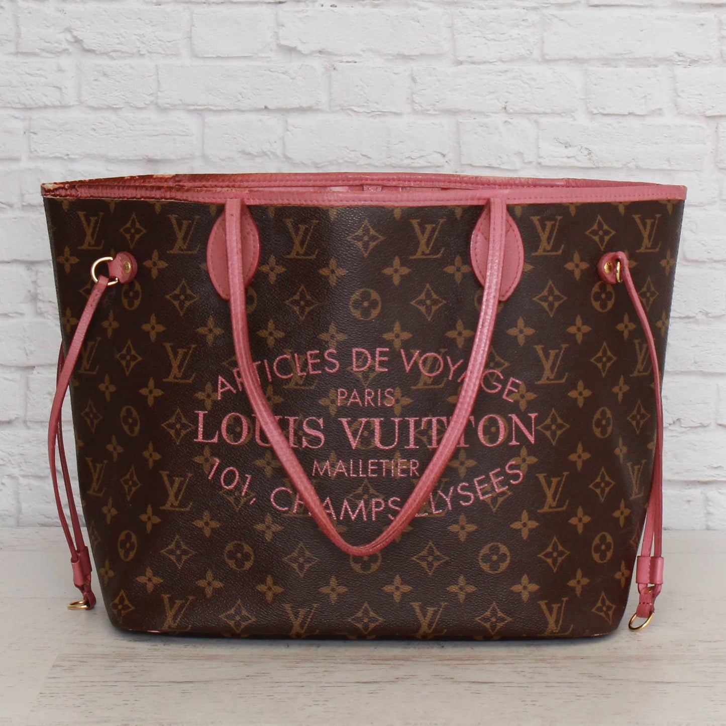 Louis Vuitton Neverfull MM Articles de Voyage Ikat Monogram Rose Tote