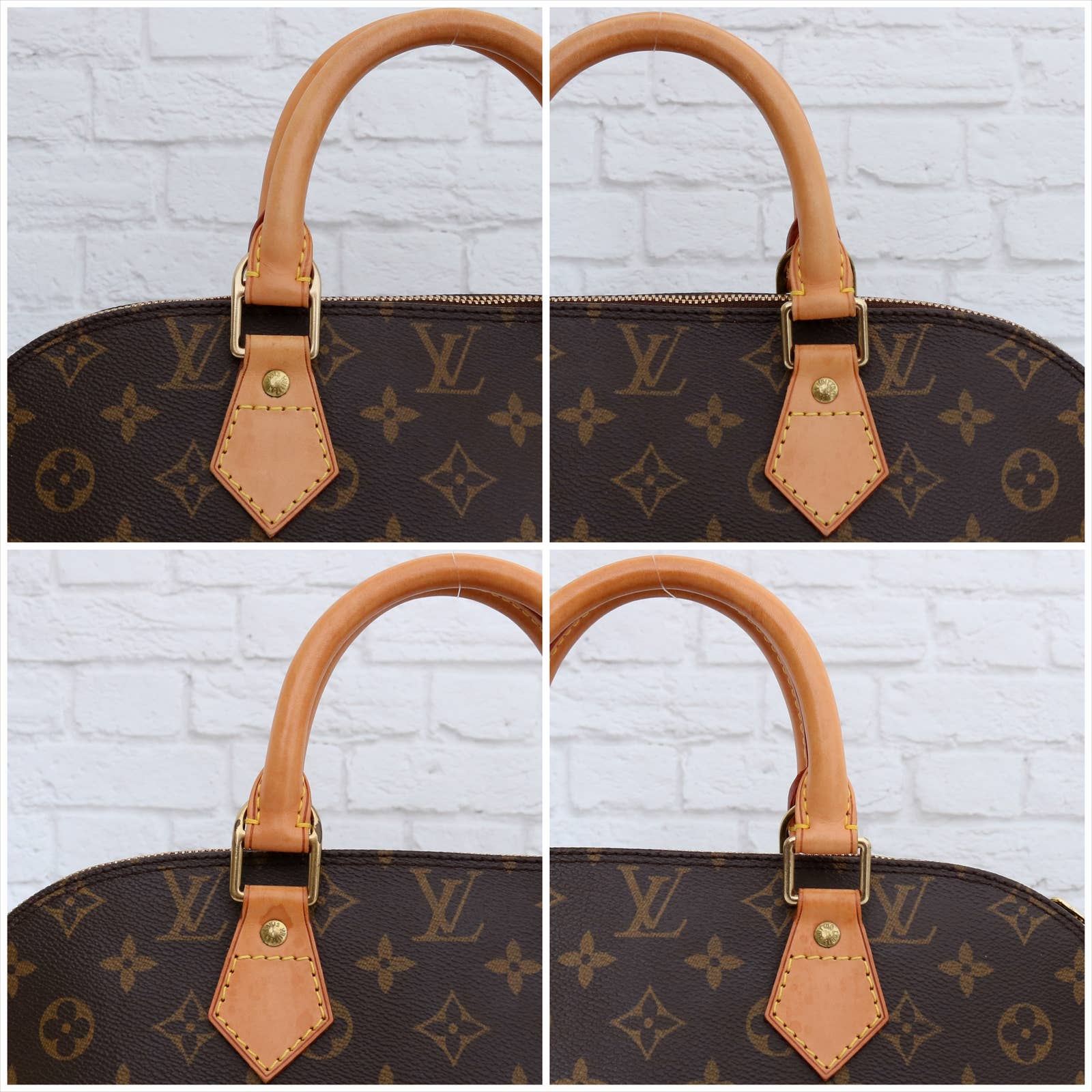 Louis Vuitton Alma MM Monogram LV Satchel Purse Brown Bag Handbag