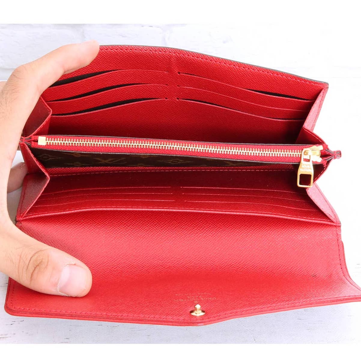 Louis Vuitton Sarah Retiro Wallet Monogram Red Trim with Dust Bag & Box