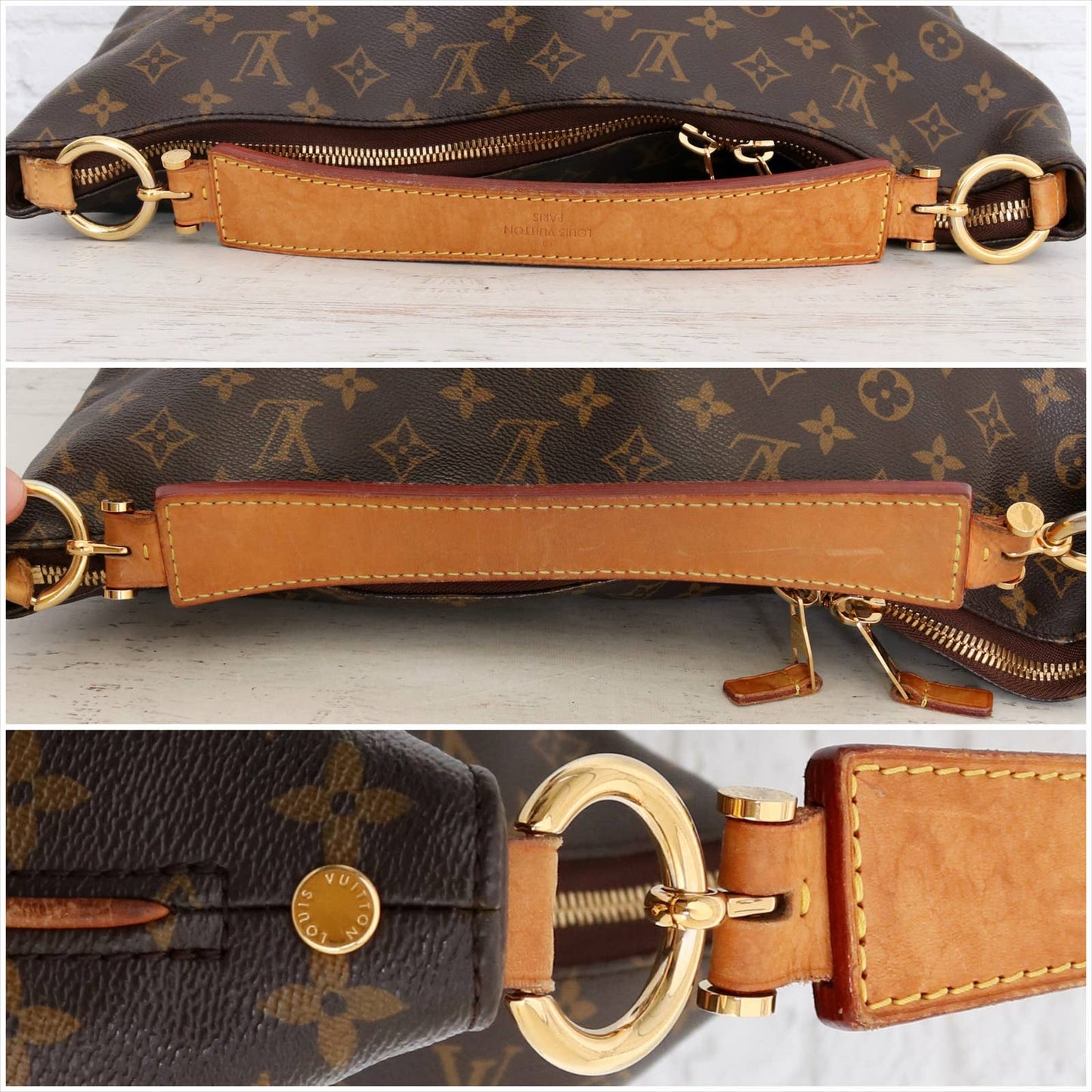 Louis Vuitton Sully MM Monogram Hobo Shoulder Bag  & Dust Bag