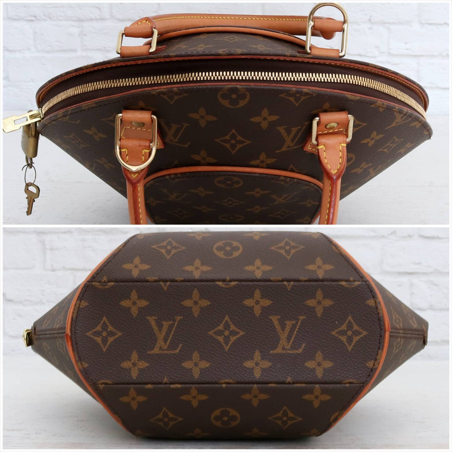 Louis Vuitton Ellipse PM Monogram Satchel Purse Handbag LV Leather Bag