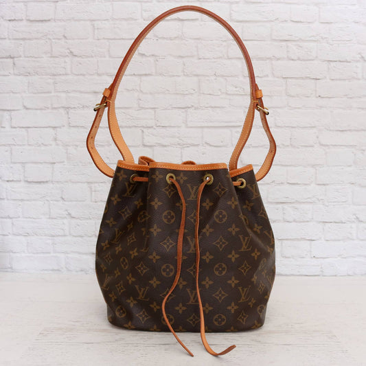 Louis Vuitton Petit Noé Monogram Shoulder Bag Bucket Tote Handbag Bag