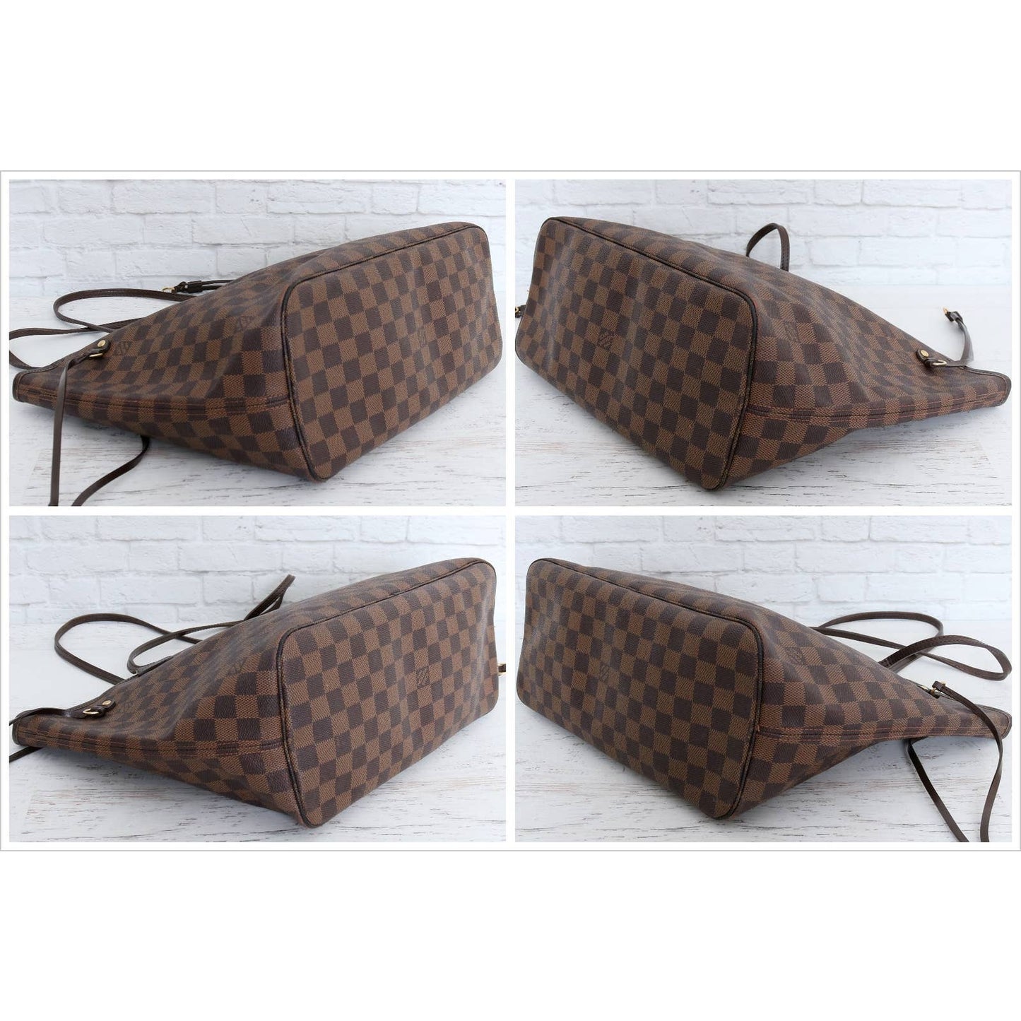 Louis Vuitton Neverfull MM Damier Ebene Leather Tote Shoulder LV Brown