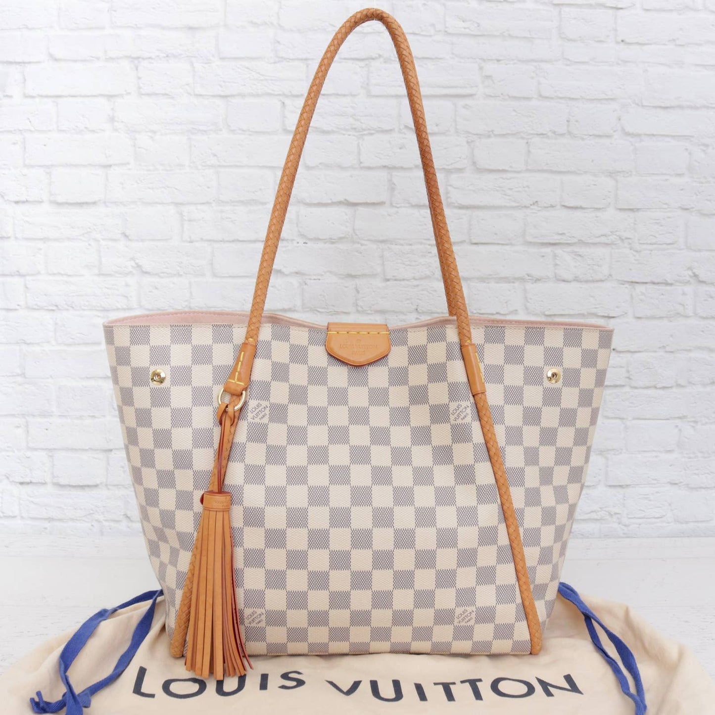 Louis Vuitton Hampstead PM Damier Azur Tote Shoulder Bag Women White –  brandedmoda