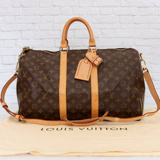 Louis Vuitton Keepall Bandouliere 45 Monogram Duffle Bag with Strap