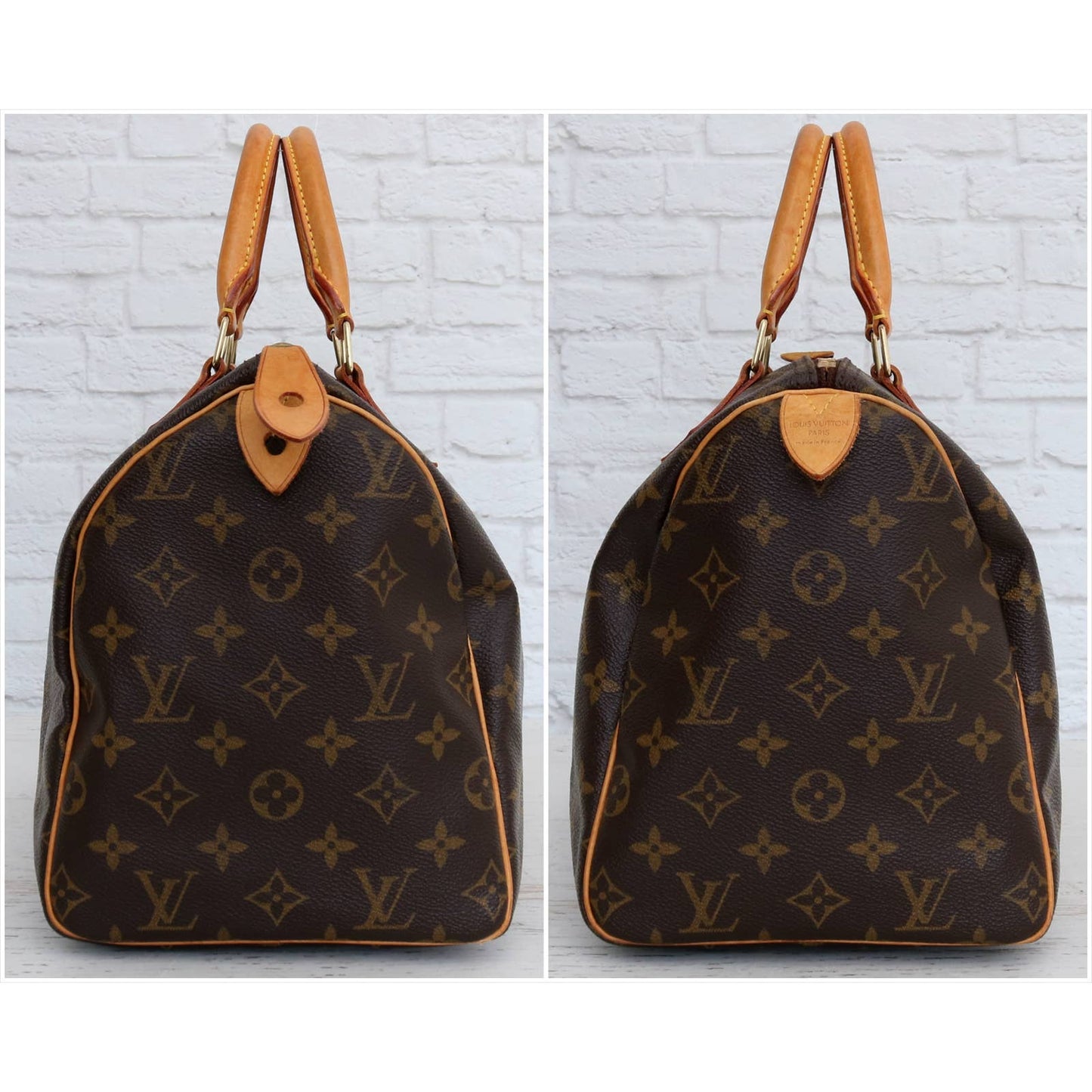 Louis Vuitton Speedy 30 Monogram Satchel Purse Brown Bag Handbag Large