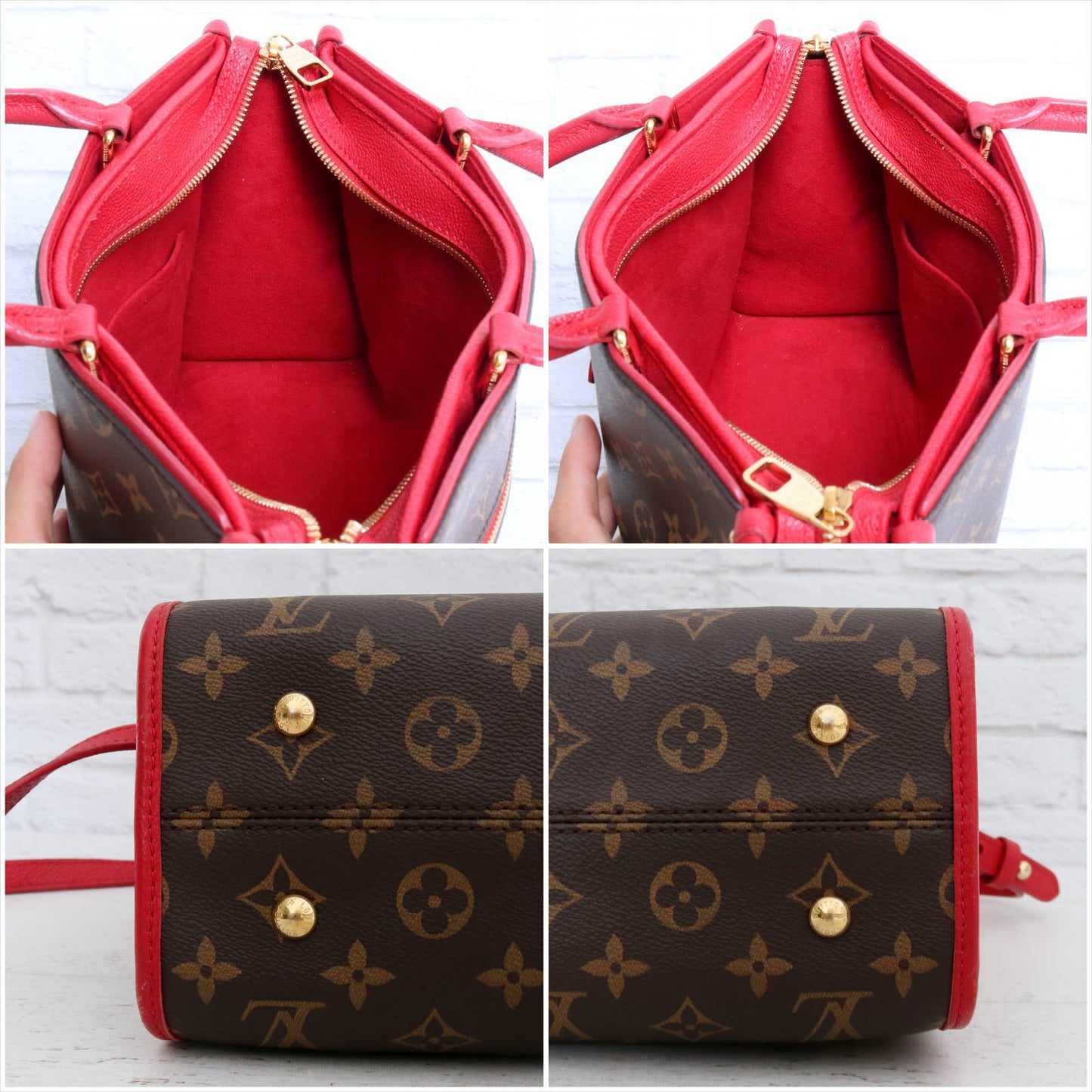 Louis Vuitton Popincourt PM Monogram Red Crossbody Shoulder Bag with Dust Bag & Box