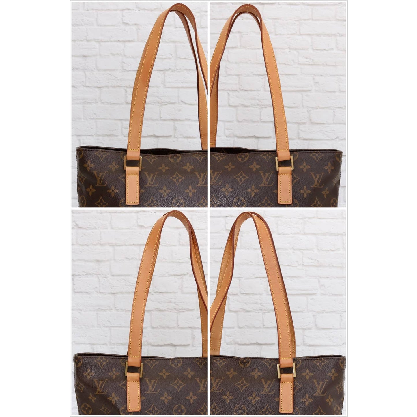 Louis Vuitton Cabas Piano Monogram Tote Shoulder Bag Purse Brown Zip