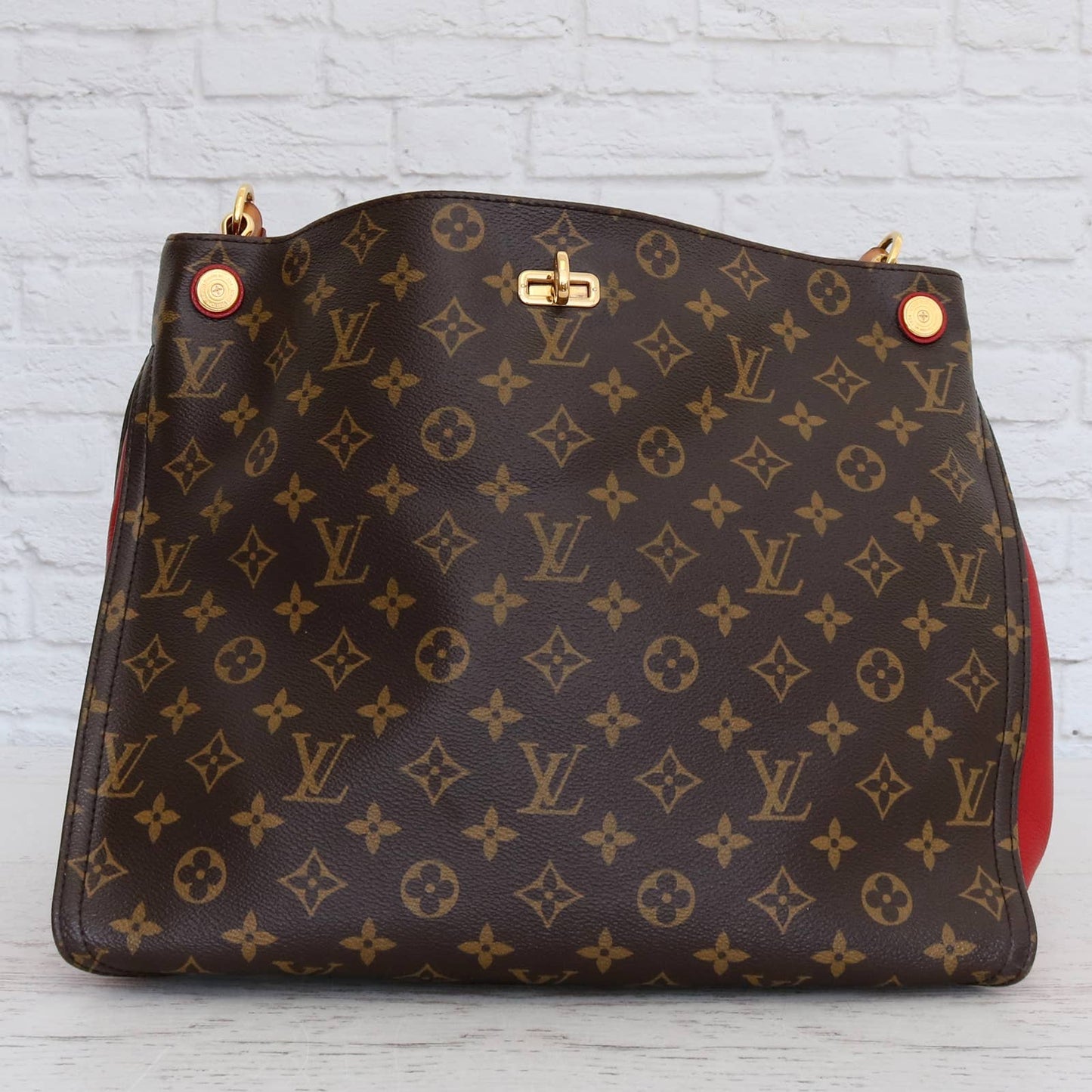 Louis Vuitton Gaia Hobo Red Monogram Shoulder Bag