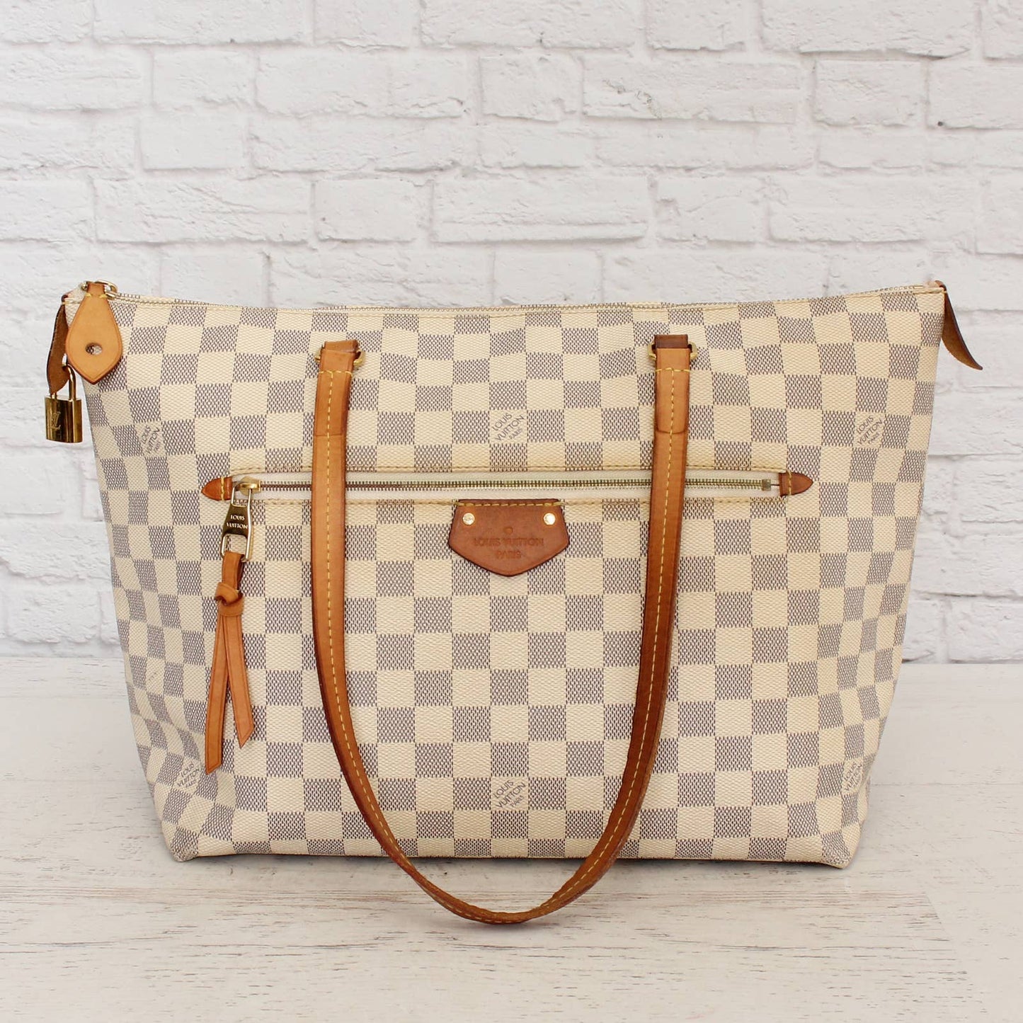 Louis Vuitton Iena MM Zip Damier Azur Tote Shoulder Bag