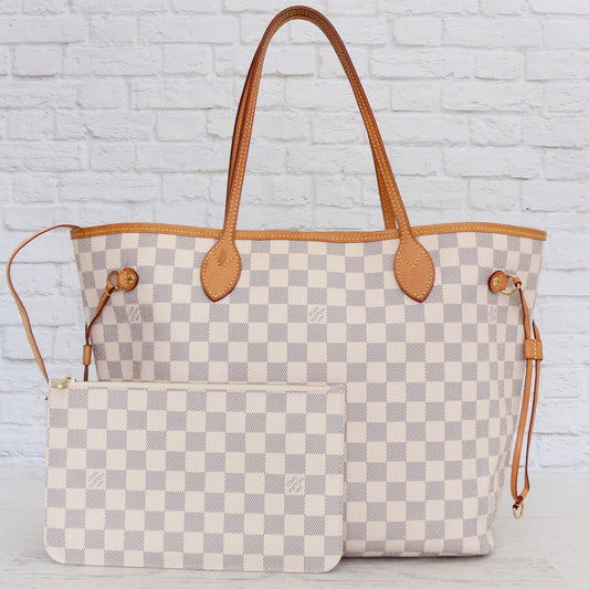 Louis Vuitton Neverfull MM with Pouch Damier Azur Pochette Tote