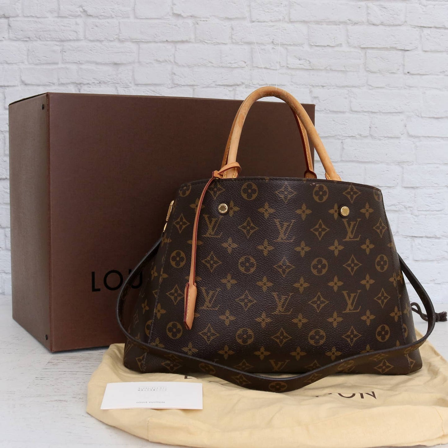 Louis Vuitton Montaigne MM Monogram Satchel & Shoulder Bag Dust Bag & Box