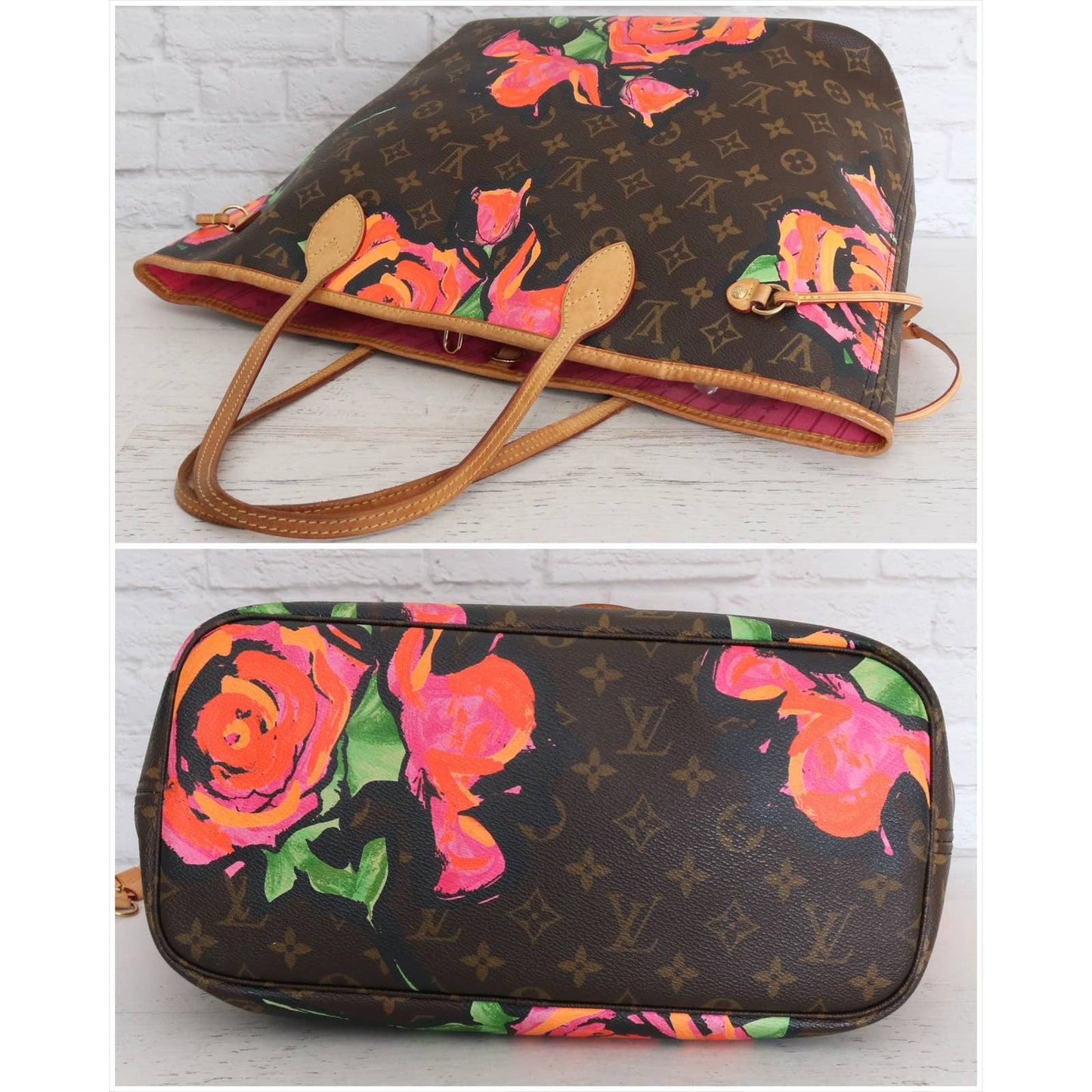 Louis Vuitton Neverfull MM Stephen Sprouse Roses Monogram Pink Tote