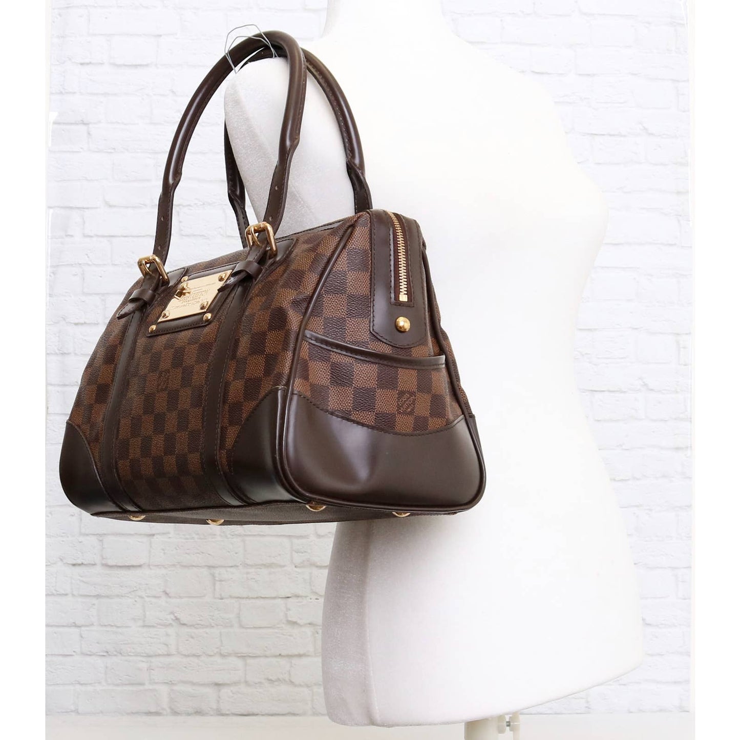 Louis Vuitton Berkeley Damier Ebene Tote Shoulder Women Brown Purse LV