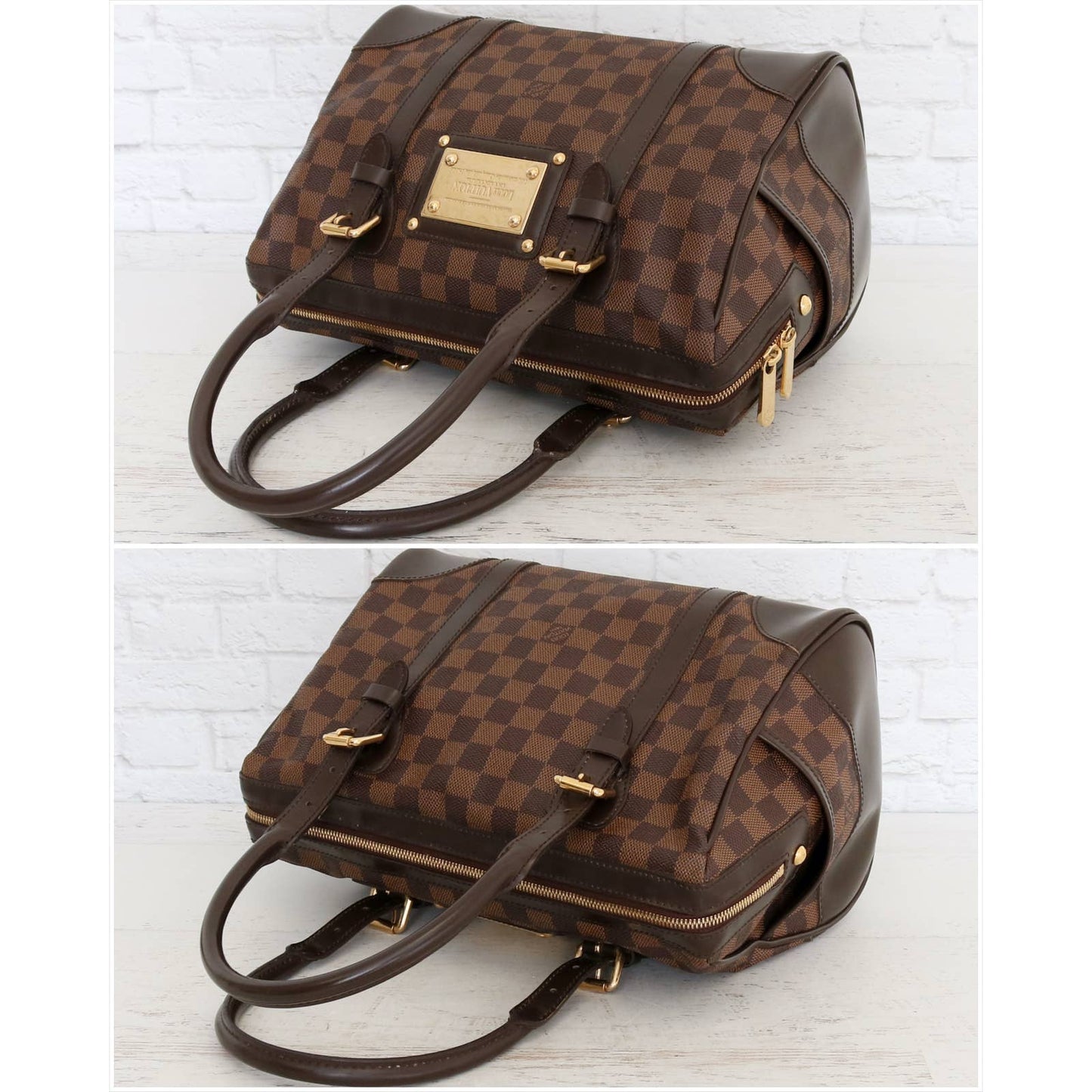 Louis Vuitton Berkeley Damier Ebene Tote Shoulder Women Brown Purse LV