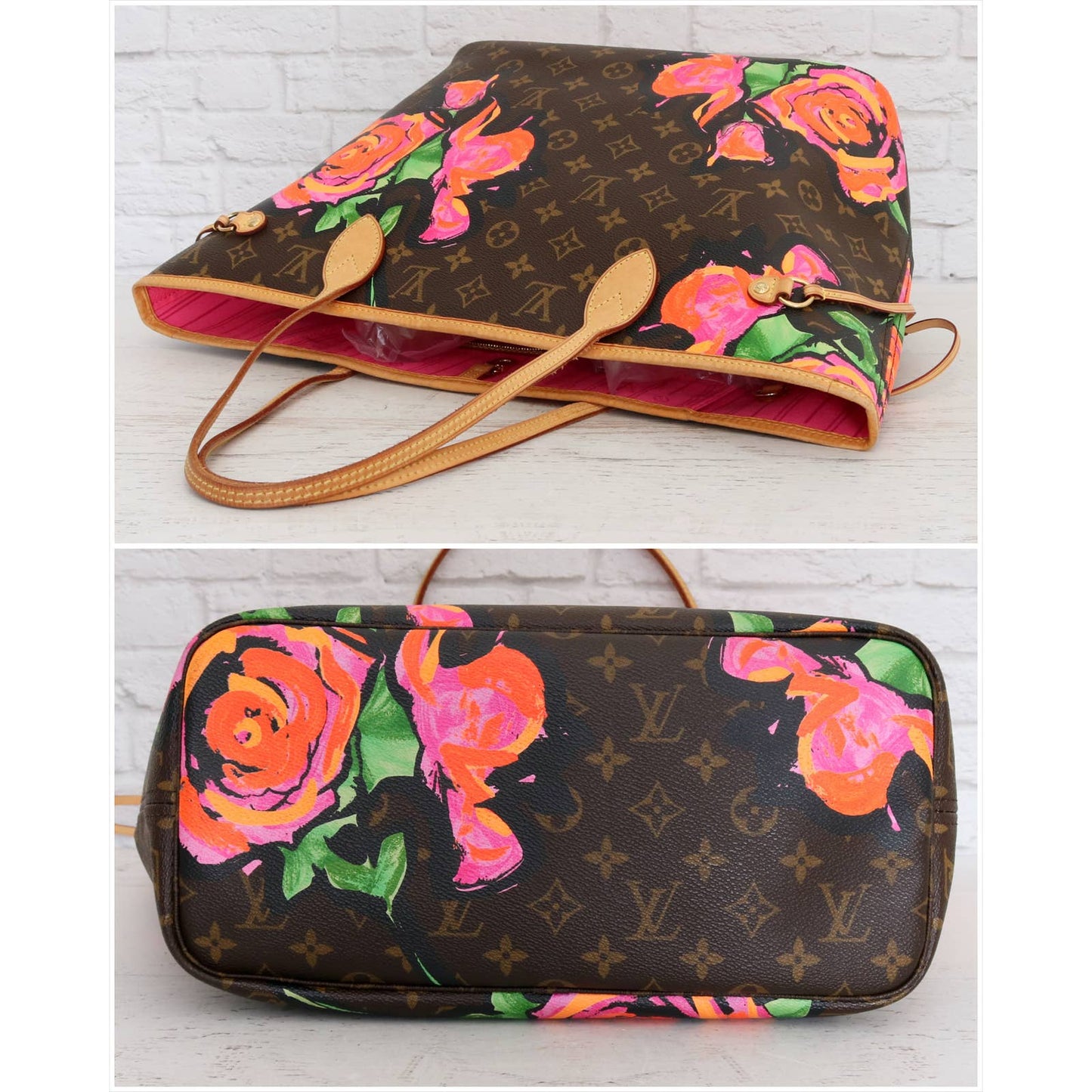 Louis Vuitton Neverfull MM Stephen Sprouse Roses Monogram Shoulder Zip