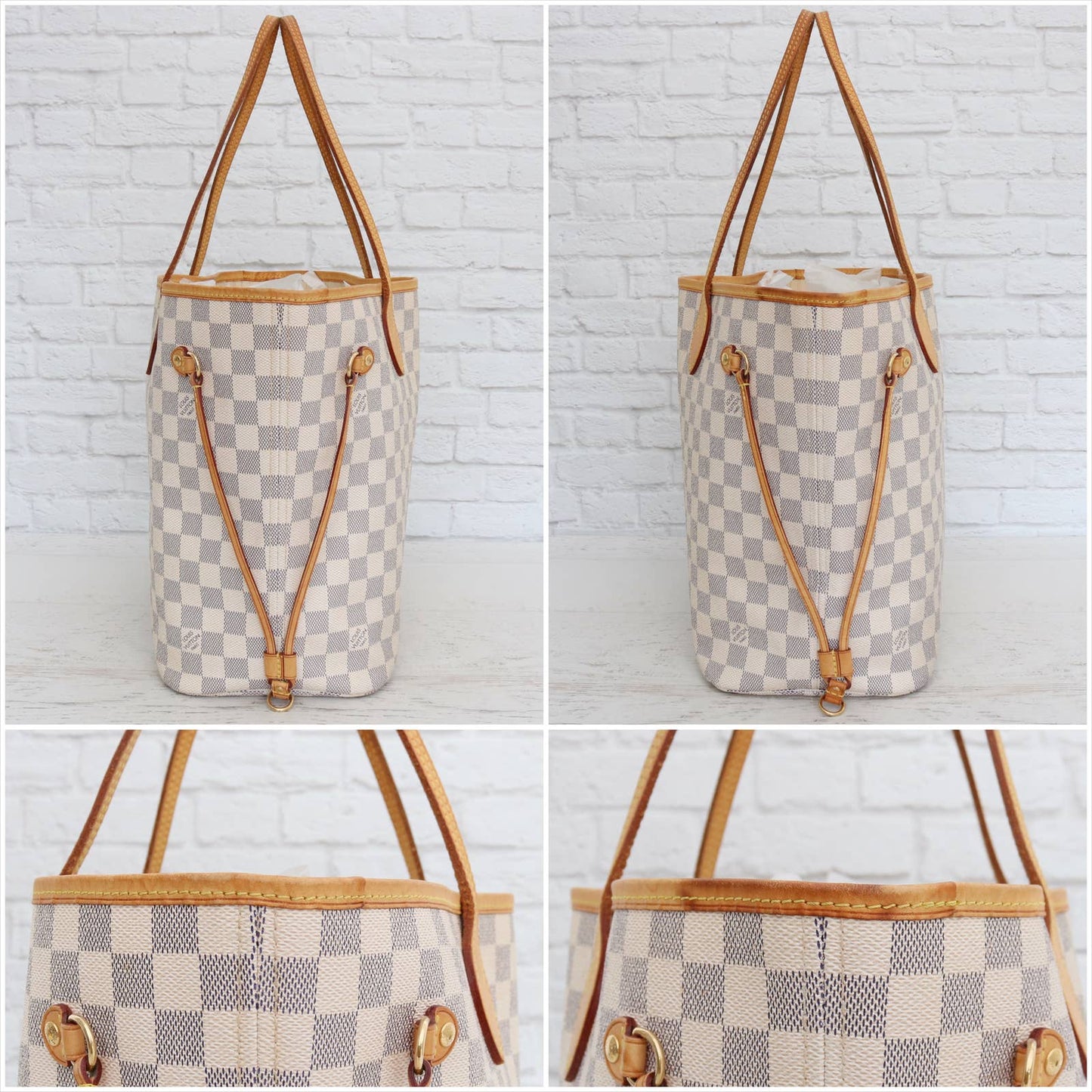 Louis Vuitton Neverfull MM Damier Azur Leather Tote