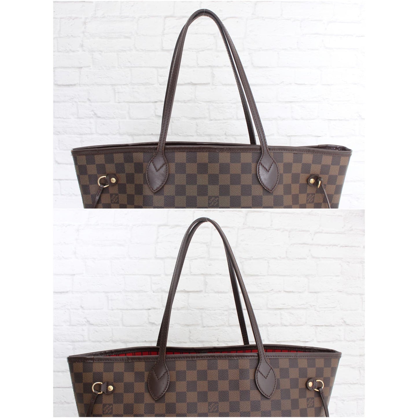 Louis Vuitton Neverfull MM Damier Ebene Cherry Red Tote