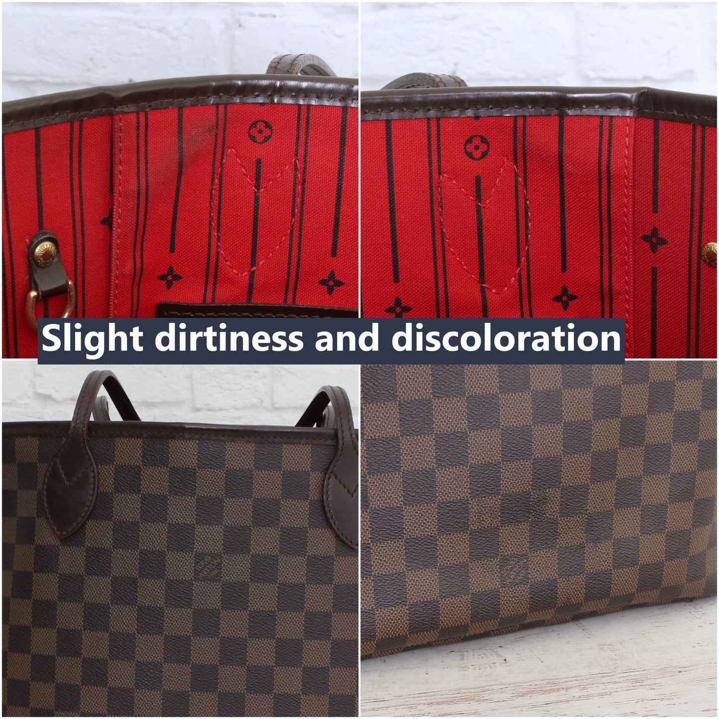 Louis Vuitton Neverfull MM Damier Ebene Cherry Red Tote