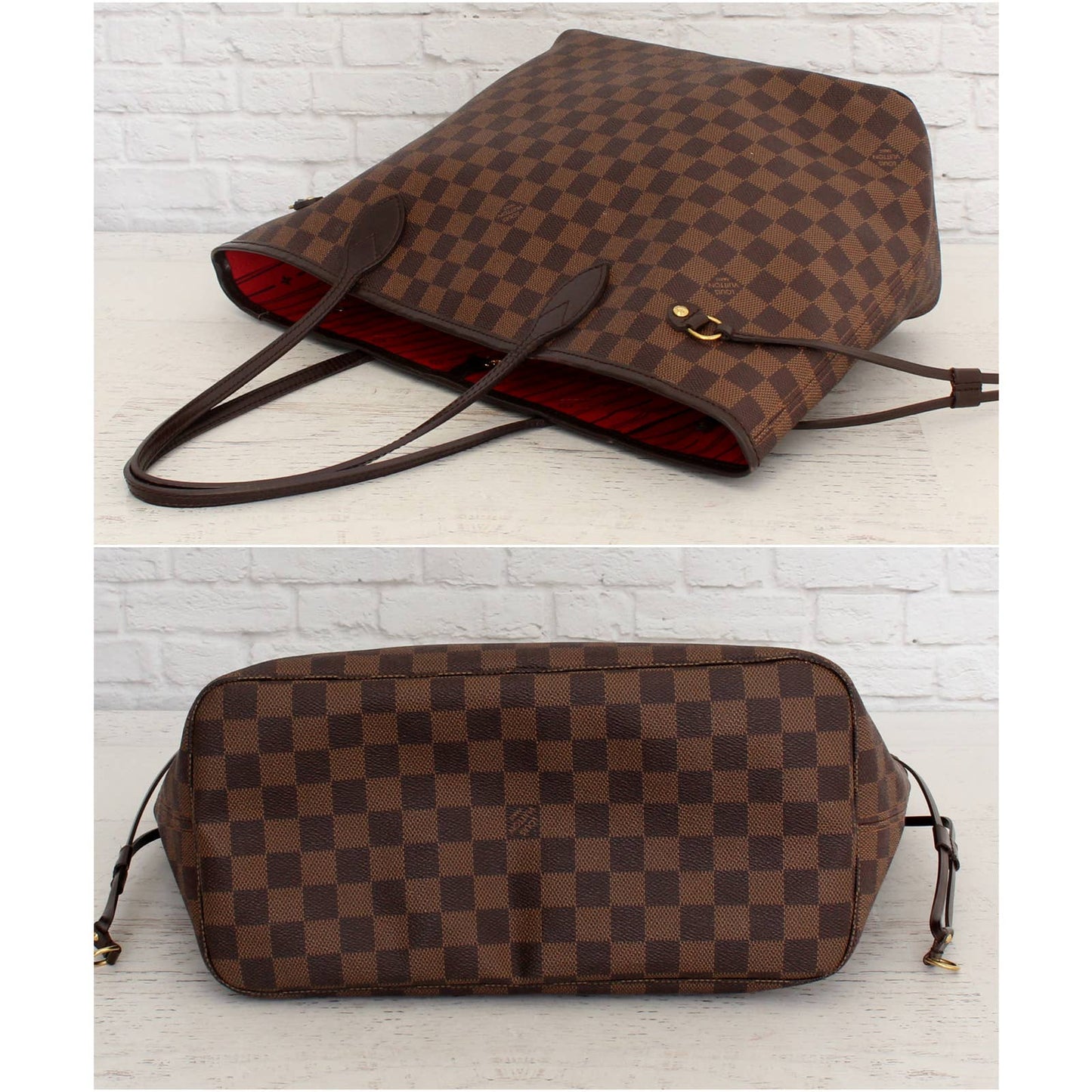 Louis Vuitton Neverfull MM Damier Ebene Cherry Red Tote