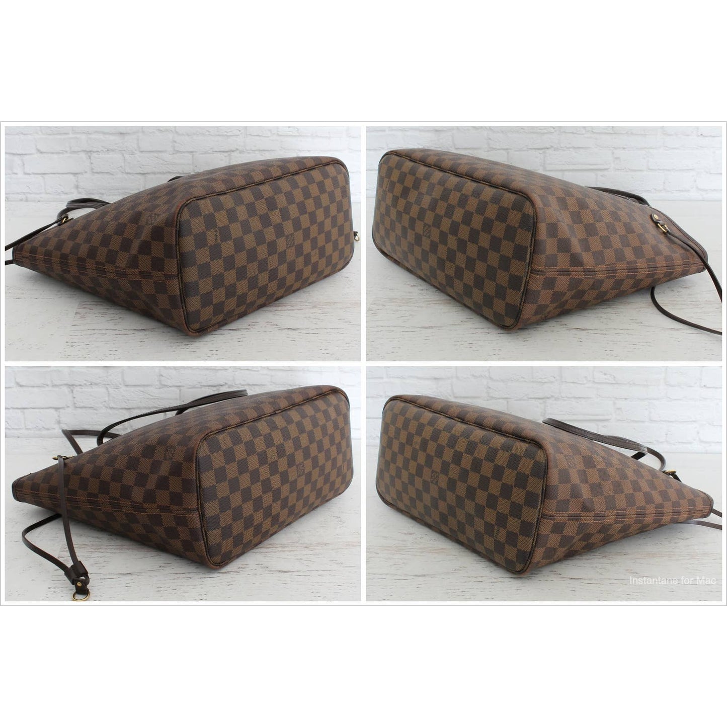 Louis Vuitton Neverfull MM Damier Ebene Tote Red Interior Shoulder Bag