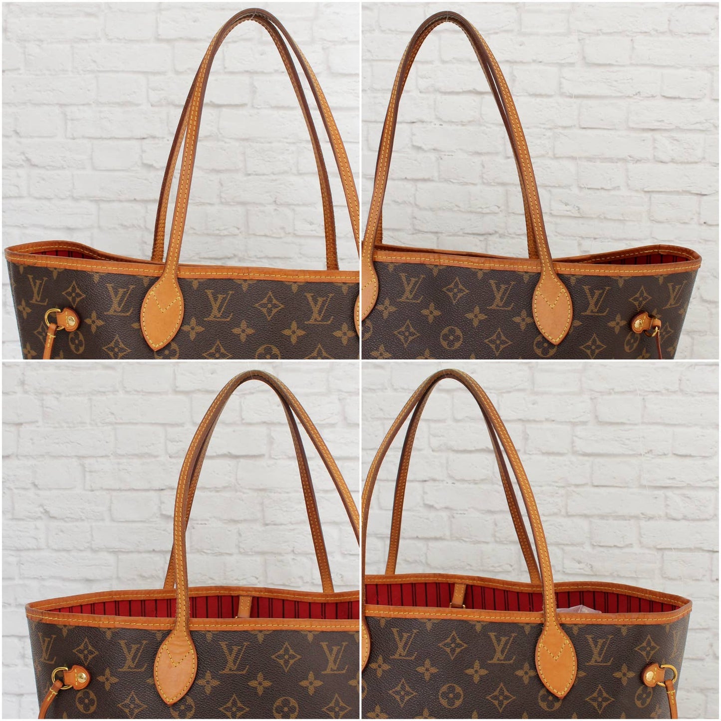 Louis Vuitton Neverfull MM Monogram Tote Red Interior Shoulder Bag