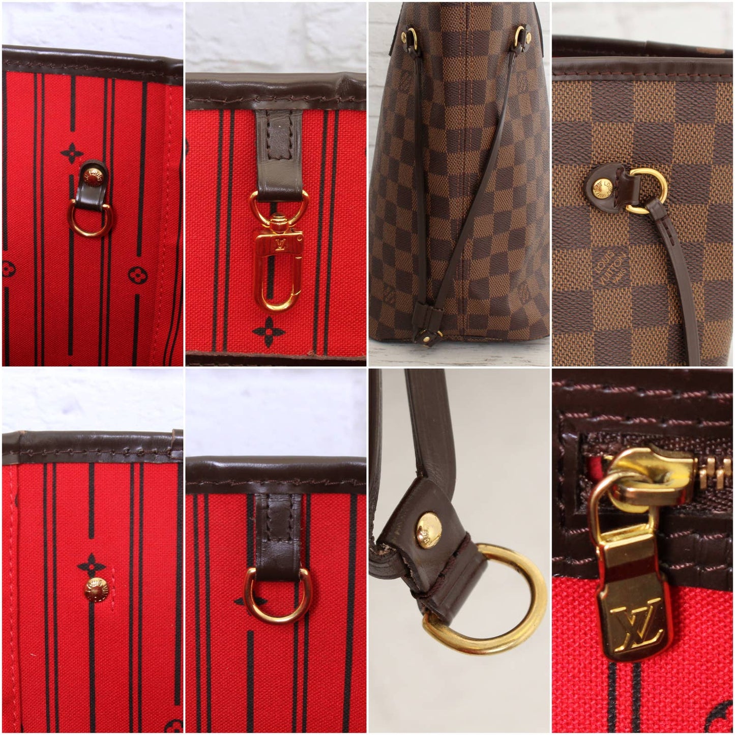 Louis Vuitton Neverfull MM Damier Ebene Cherry Red Tote