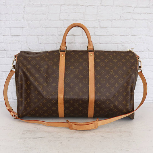 Louis Vuitton Keepall Bandoulière 55 Monogram Duffle Bag With Strap