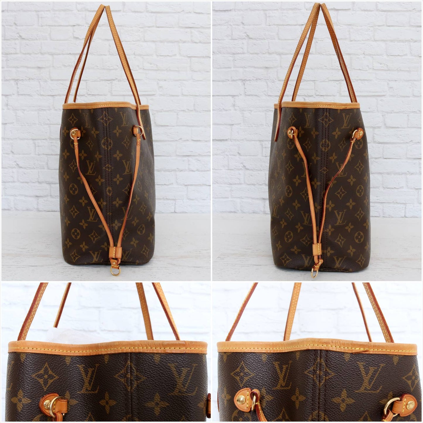 Louis Vuitton Neverfull MM Monogram Tote Shoulder Purse LV Handbag Zip