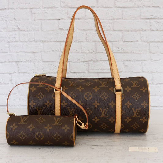 Louis Vuitton Papillon 30 Monogram with Pouch Satchel Brown Handbag LV