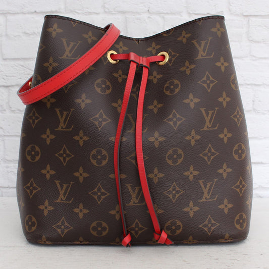 Louis Vuitton NéoNoé MM Monogram Red Poppy Bucket Crossbody