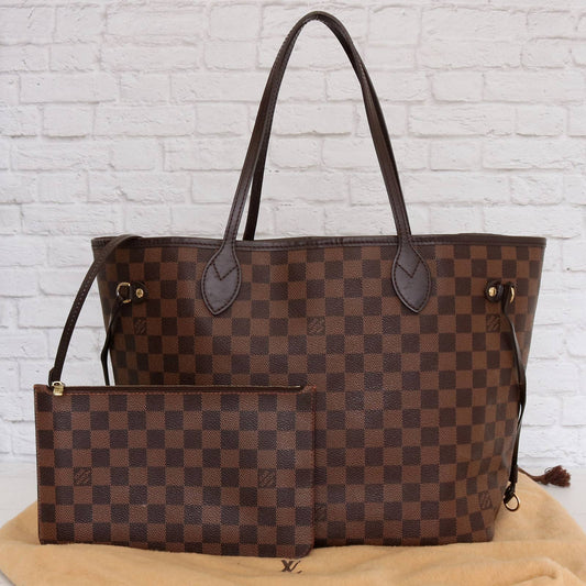 Louis Vuitton Neverfull MM with Pouch Damier Ebene Tote