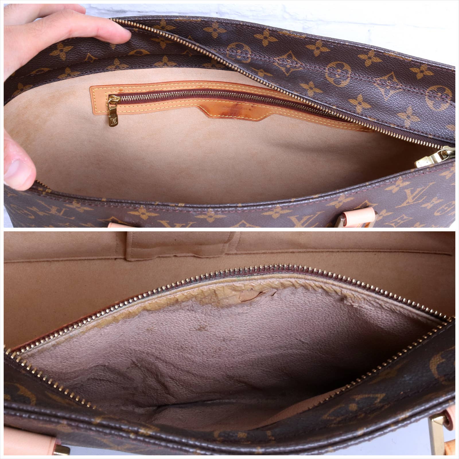 Louis Vuitton Luco Monogram Tote Brown Shoulder Bag Purse Zip Large LV –  brandedmoda