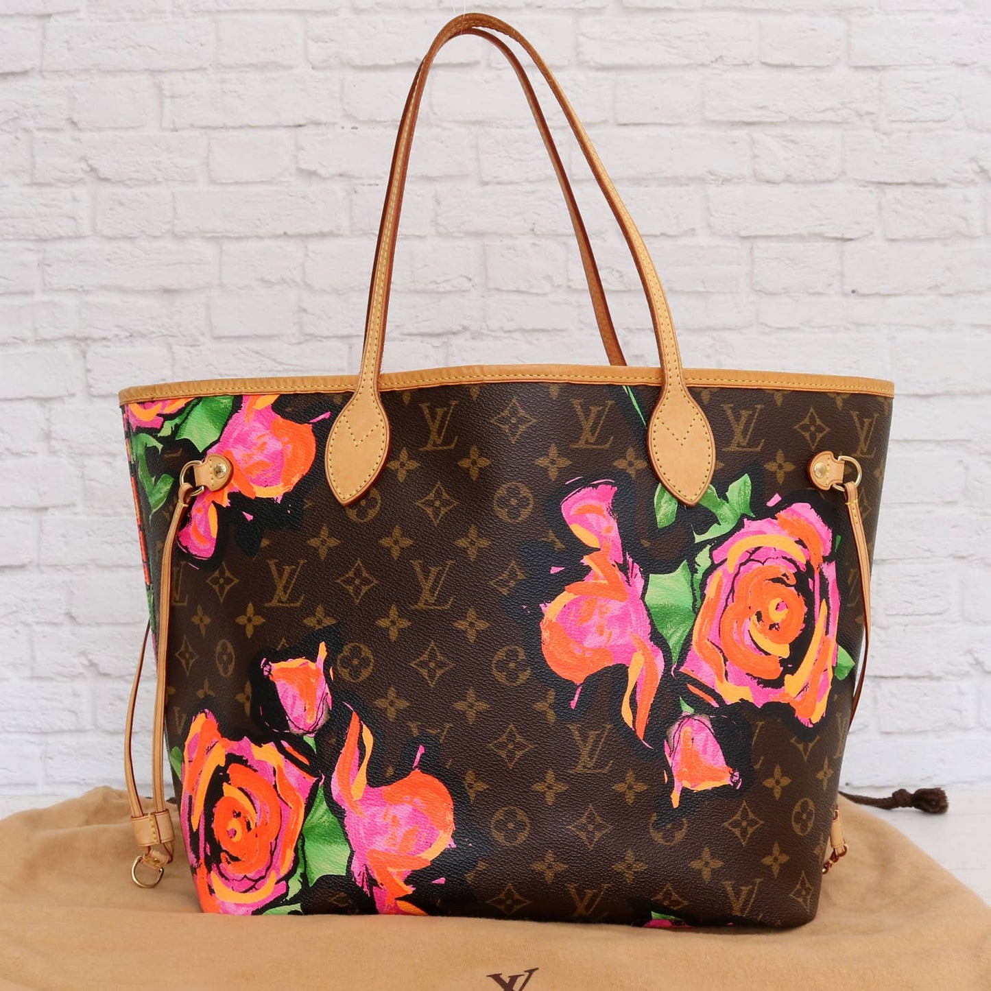 Louis Vuitton Neverfull MM Stephen Sprouse Roses Monogram Shoulder Zip