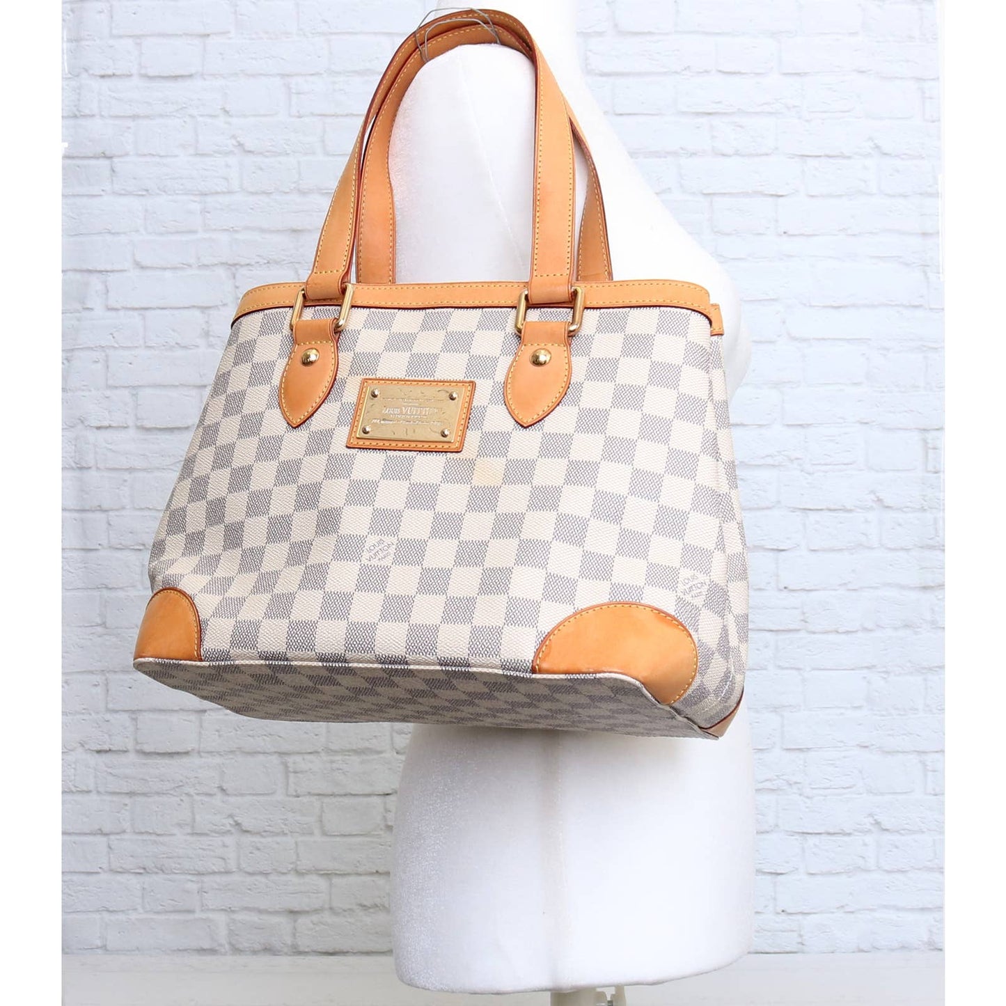 Louis Vuitton Hampstead PM Damier Azur Tote Shoulder Bag Women White