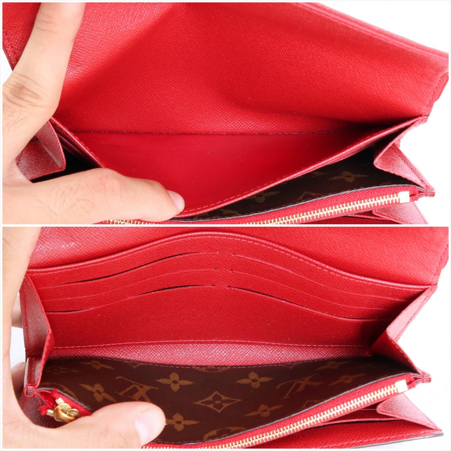 Louis Vuitton Sarah Retiro Wallet Monogram Red Trim with Dust Bag & Box