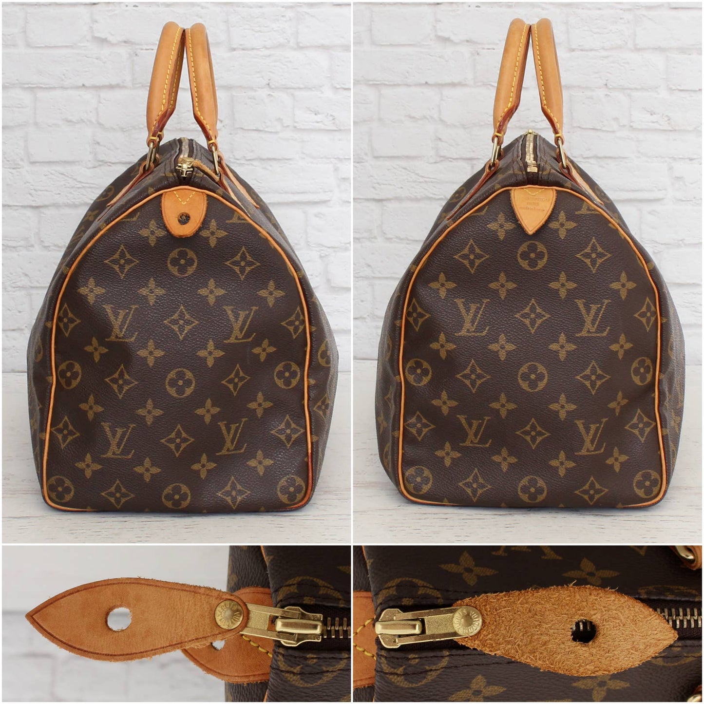 Louis Vuitton Speedy 35 Monogram Satchel Purse Brown Bag Handbag Large