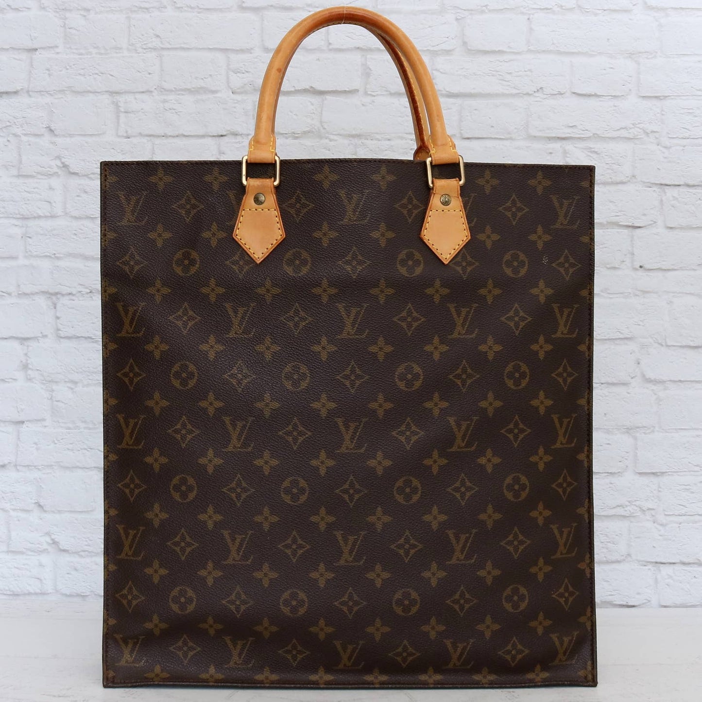 Louis Vuitton Sac Plat Monogram Satchel Shopper Tote