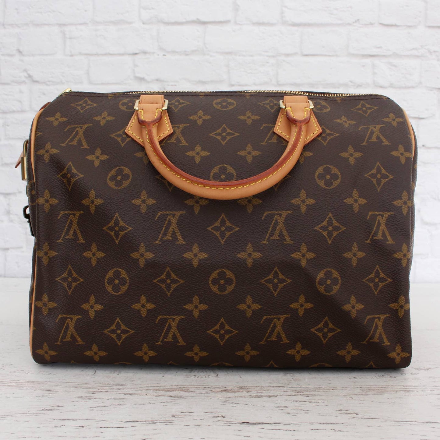 Louis Vuitton Speedy 30 Monogram Satchel Handbag Medium Purse Lock Key