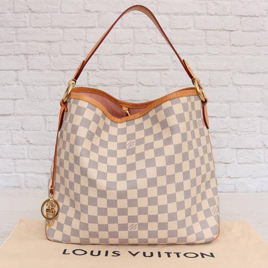 Louis Vuitton Delightful PM Damier Azur Small White Tote Shoulder Bag