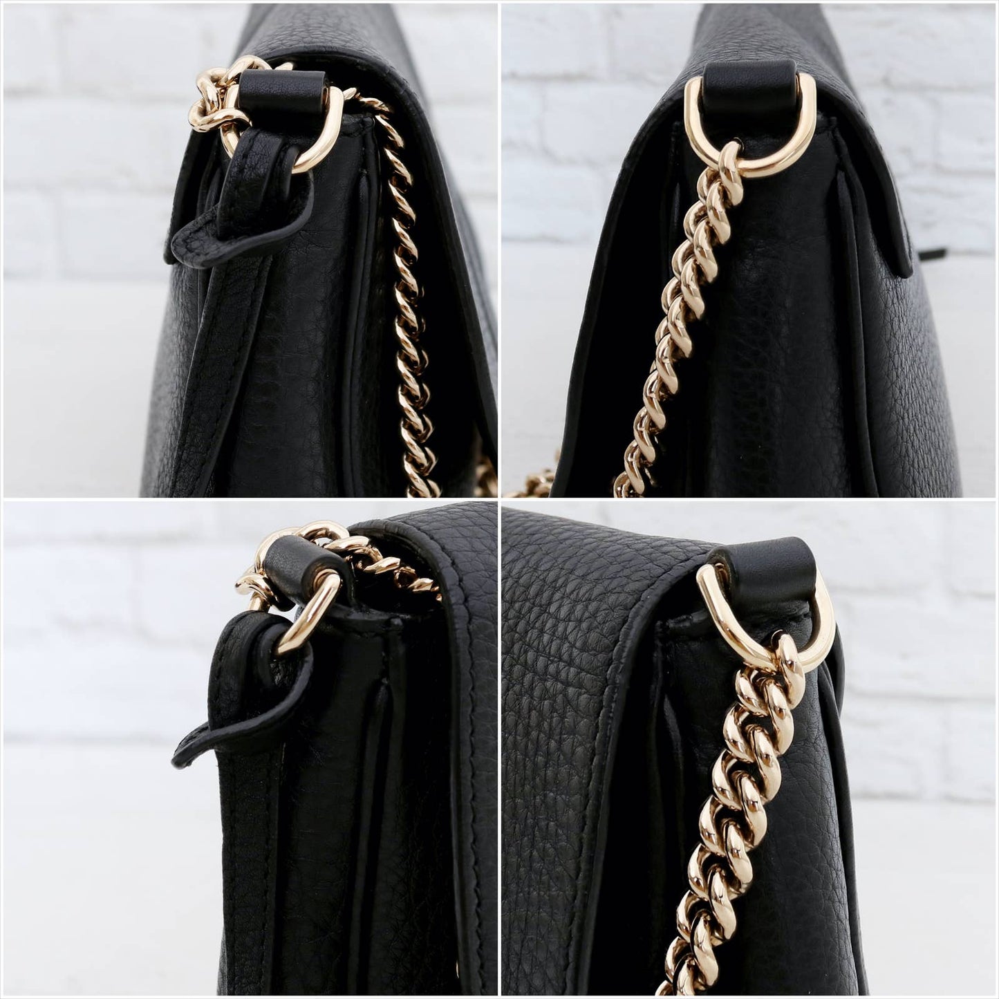 Gucci Soho Chain Black Pebbled Leather Crossbody